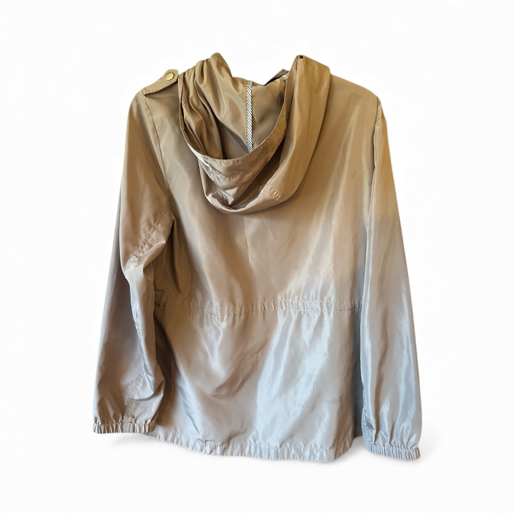 Women's Tan Hooded Windbreaker Jacket - Picture 2 of 4